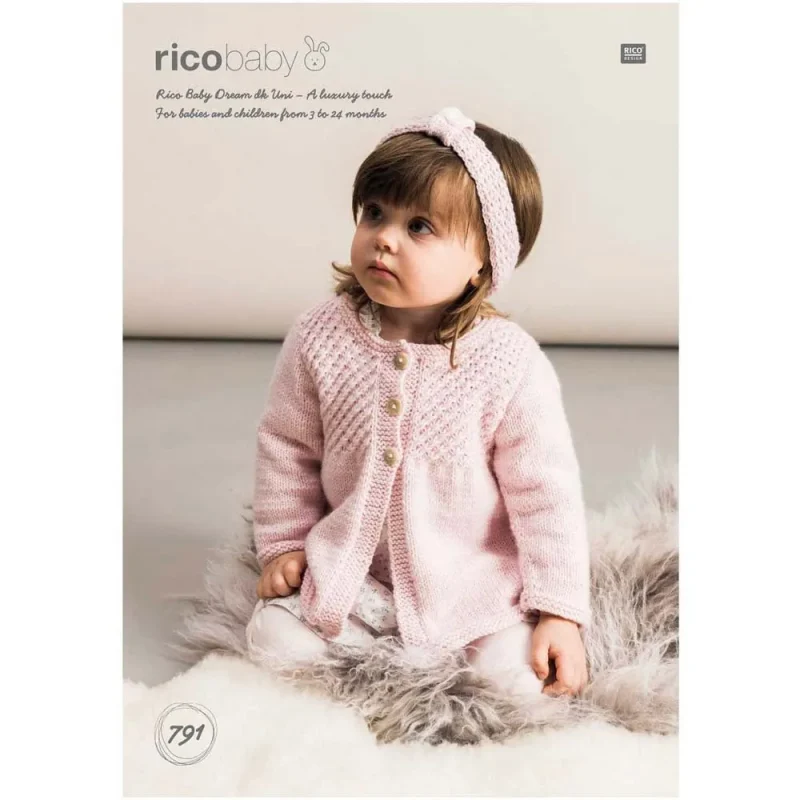 rico baby dream uni dk knitting pattern for cardigans headbands