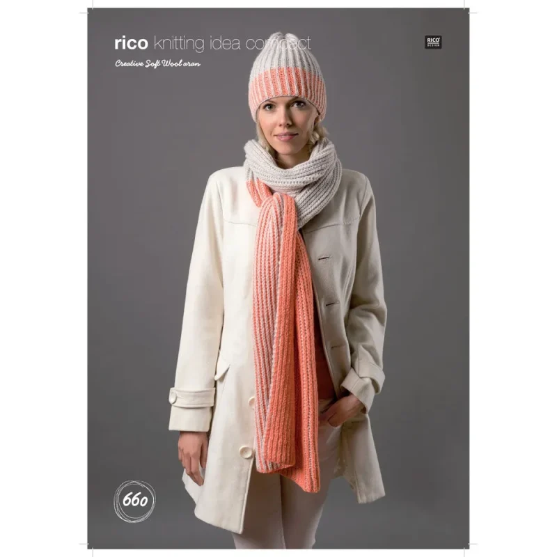 rico creative soft wool aran hat scarf set digital pattern