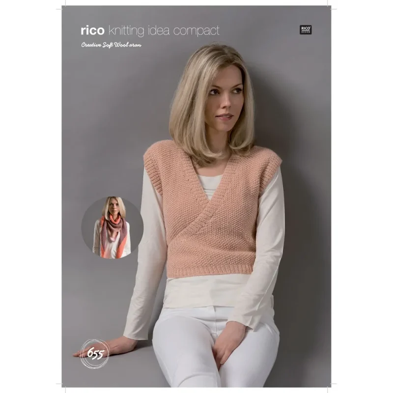 rico creative soft wool aran waistcoat shawl