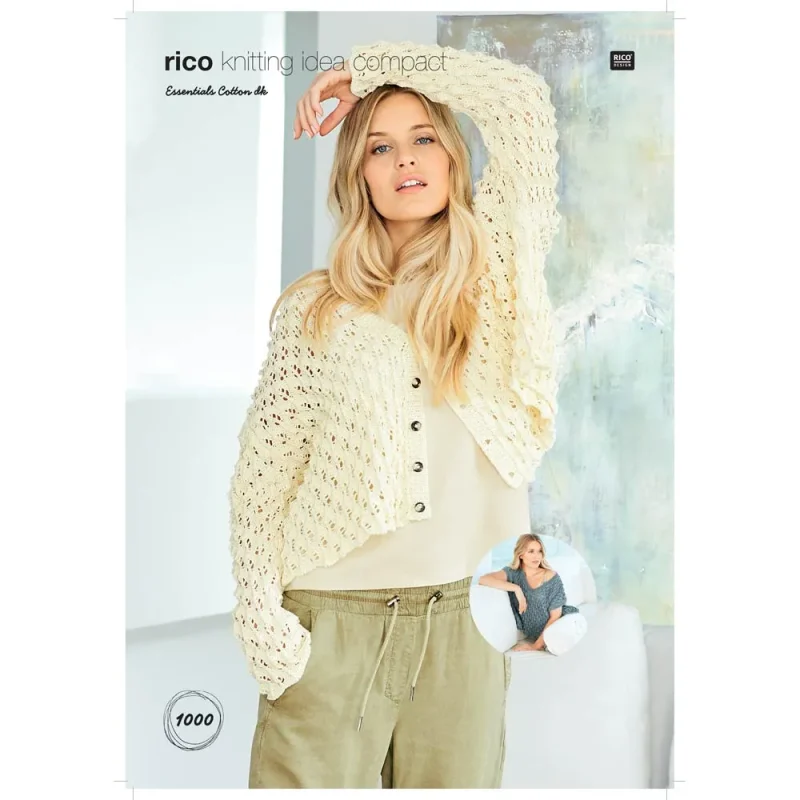 rico essentials cotton dk cardigan top set