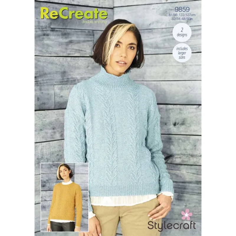 round funnel neck sweaters in stylecraft recreate dk