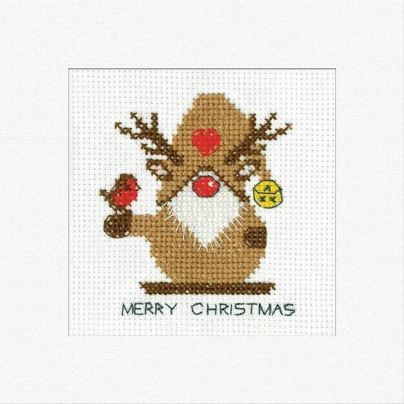 rudolph greetings card heritage cross stitch kit