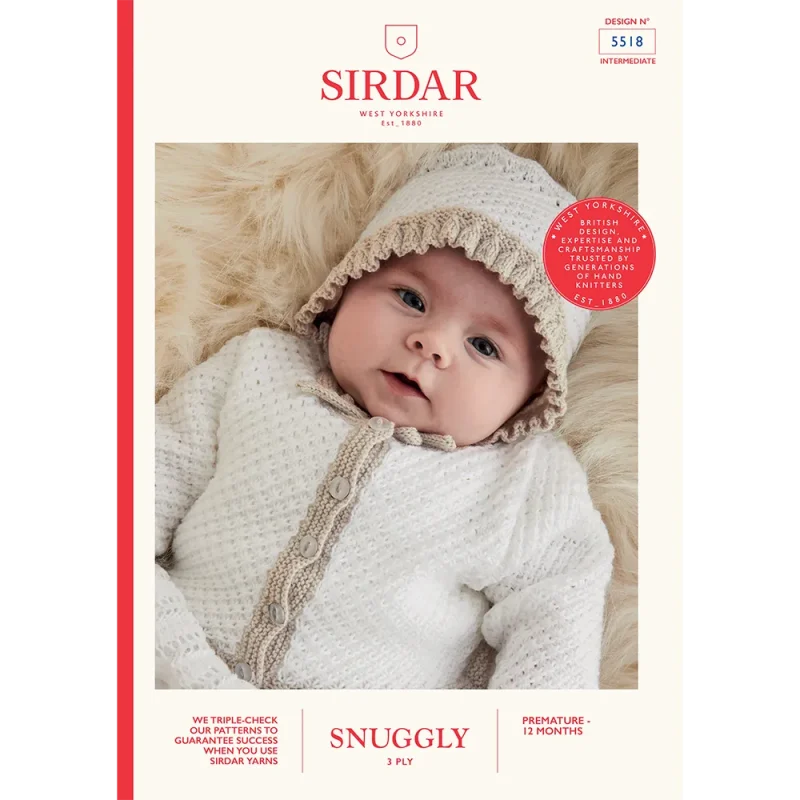 ruffle cardigan bonnet set in sirdar snuggly 3ply