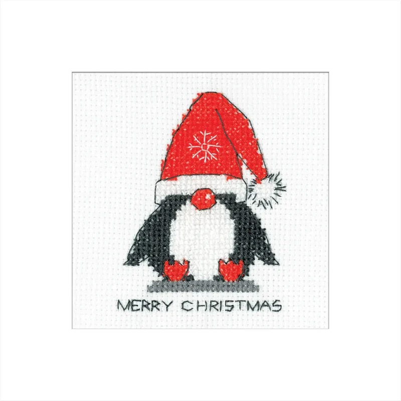 santa greetings cross stitch kit penguin design by heritage crafts