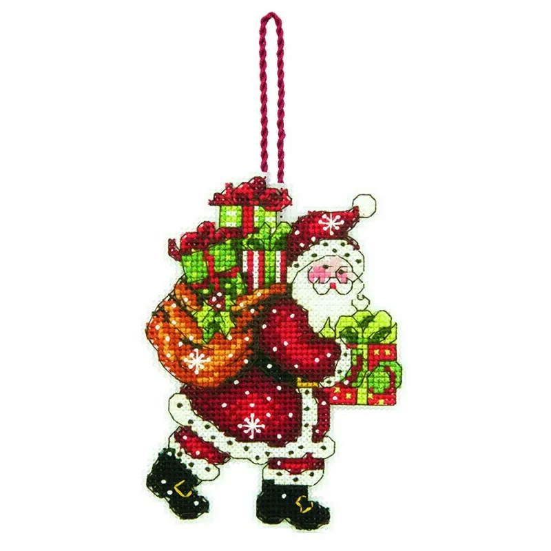 santa ornament with gift bag