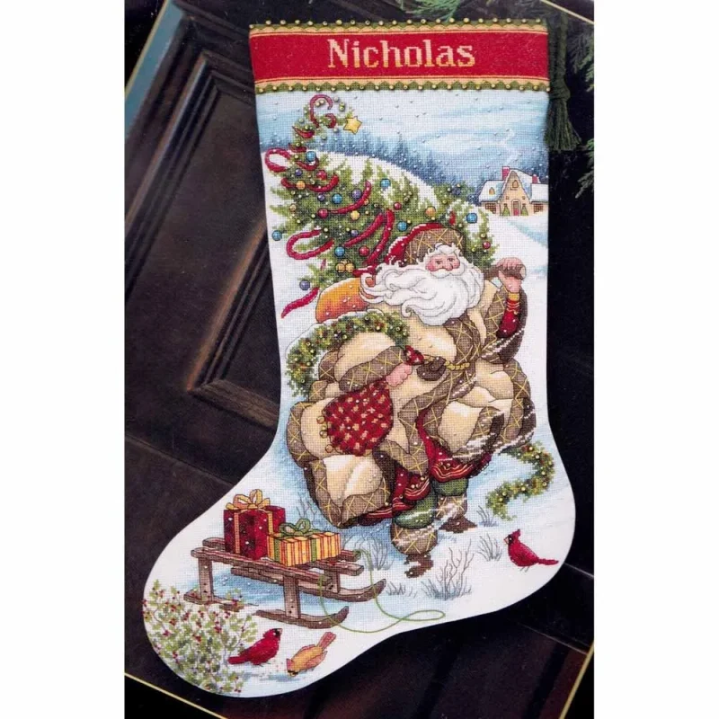 santa s journey cross stitch kit stocking dimensions