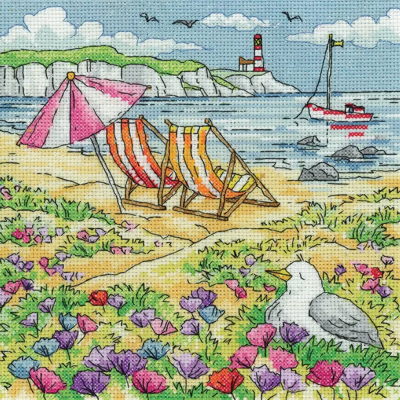 sea shore cross stitch kit by karen carter by the sea