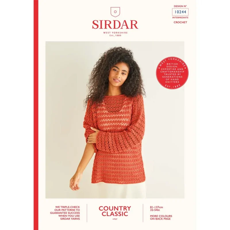 sirdar 4 ply crochet sweater pattern digital country classic 10244