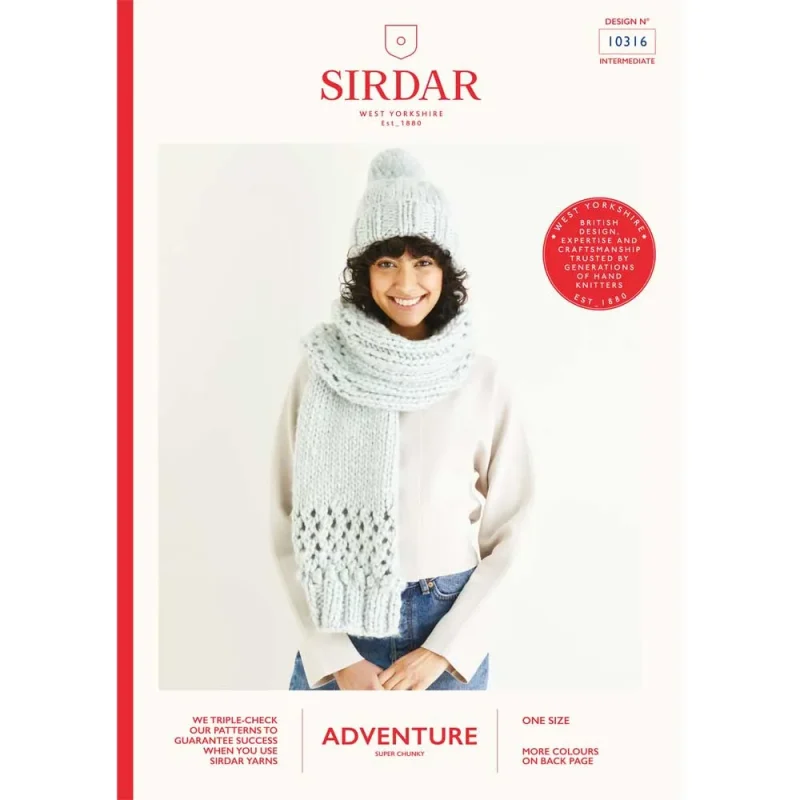 sirdar adventure super chunky hat scarf digital pattern 10316