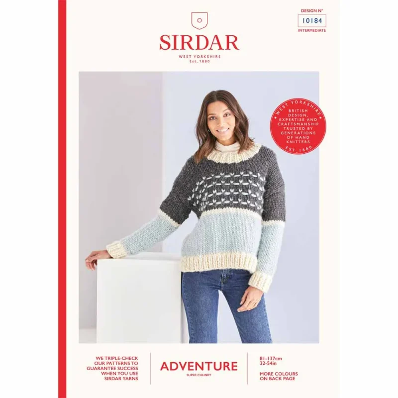 sirdar adventure super chunky sweater digital pattern 10184