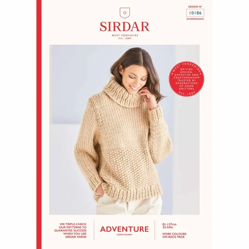 sirdar adventure super chunky sweater digital pattern 10186