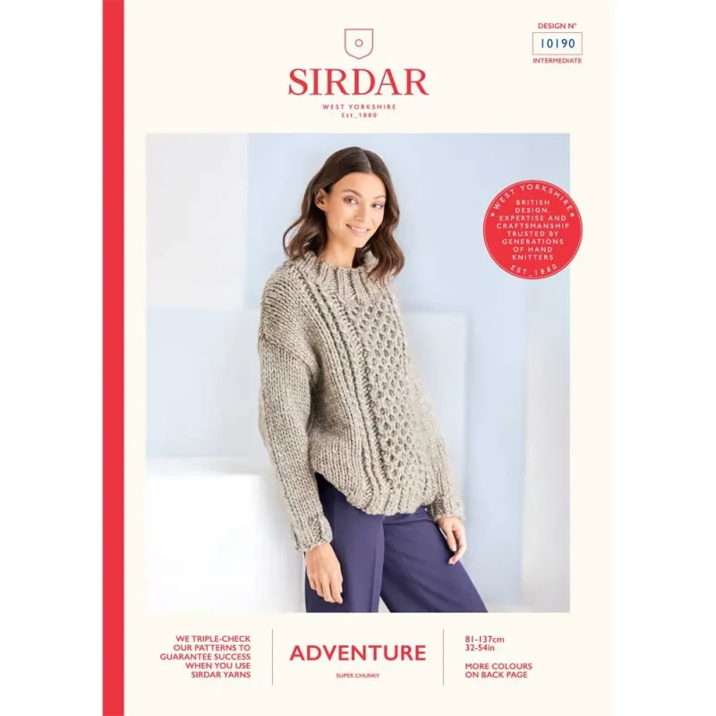 sirdar adventure super chunky sweater digital pattern 10190