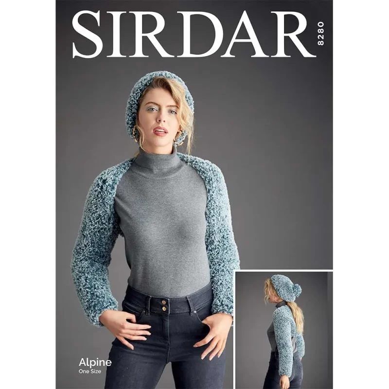 sirdar alpine sleeve shrug pull on hat set