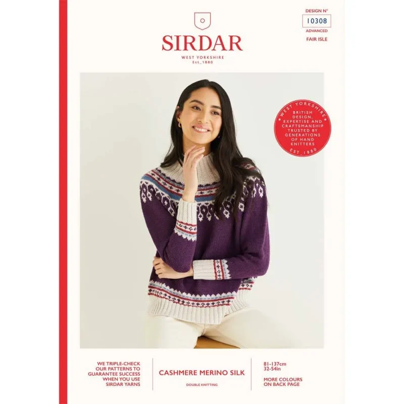 sirdar cashmere merino silk dk digital sweater pattern 10308