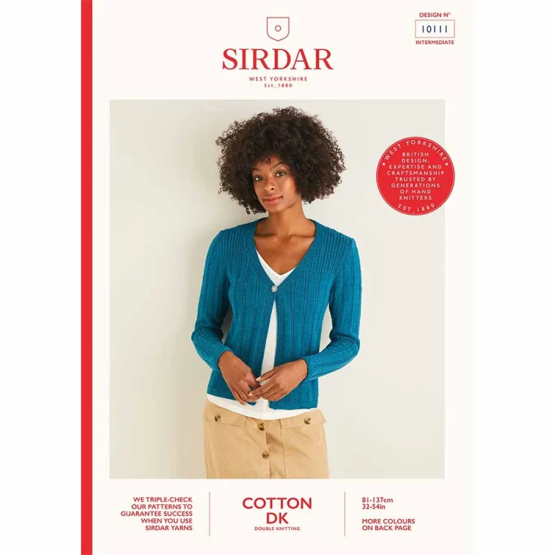 sirdar cotton dk cardigan pattern digital download 10111