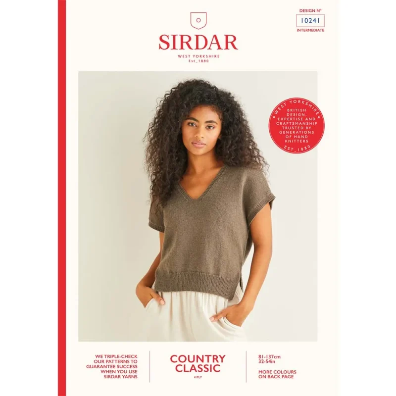 sirdar country classic 4ply v neck sweater