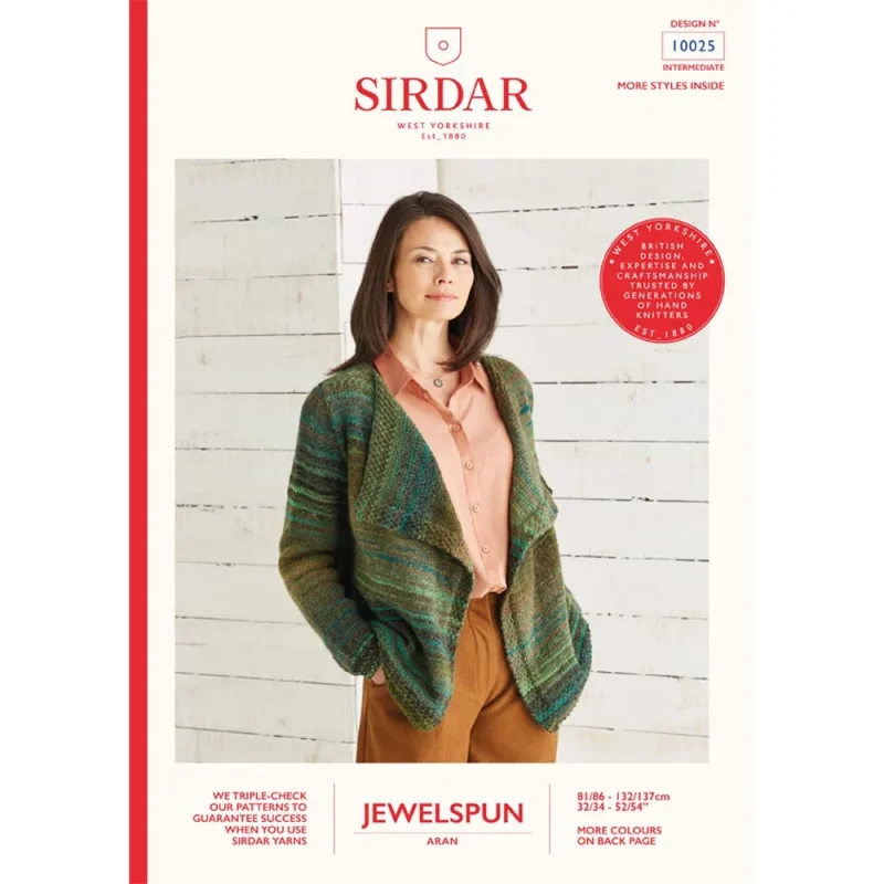 sirdar jewelspun aran drape cardigan digital pattern