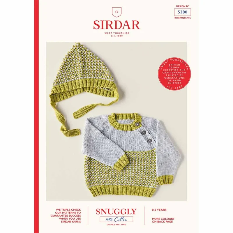 sirdar snuggly 100 cotton sweater bonnet set 5380 digital pattern