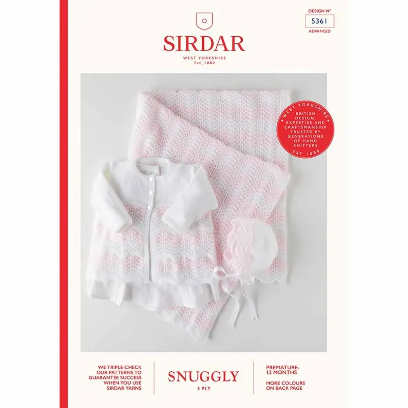 sirdar snuggly 3ply 5361 digital pattern coat bonnet blanket set