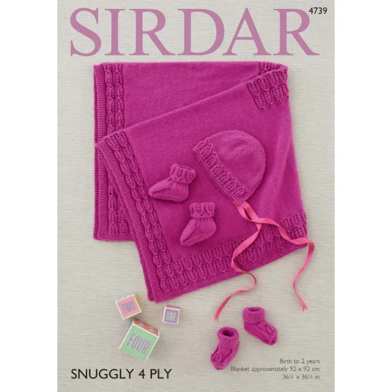 sirdar snuggly 4ply 4739 blanket bonnet bootees set