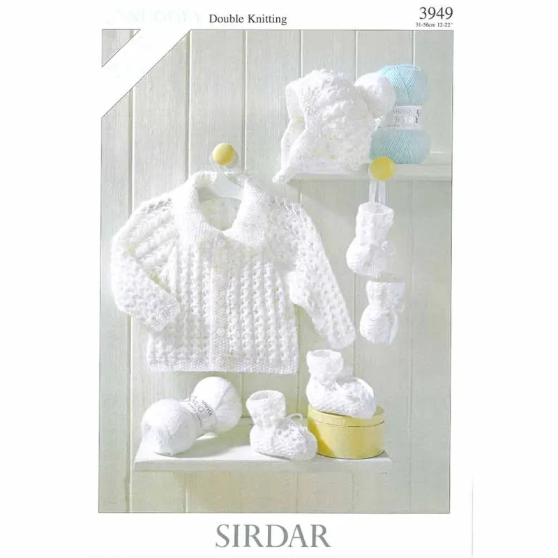 sirdar snuggly dk baby set jackets hat bootees mittens