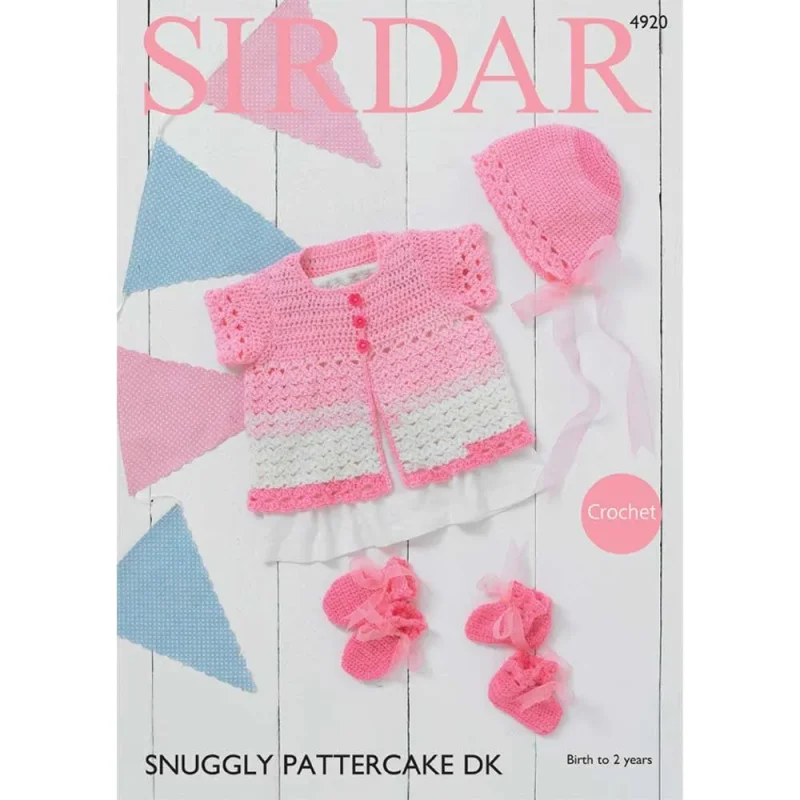 sirdar snuggly pattercake dk digital bundle cardigan bonnet mittens bootees