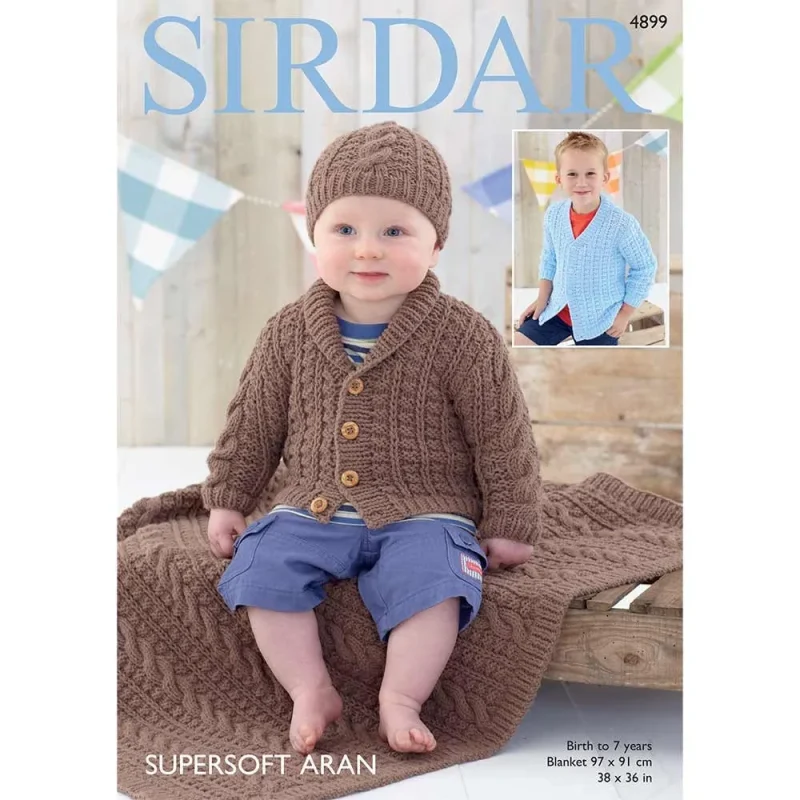 sirdar supersoft aran cardigan hat blanket digital pattern