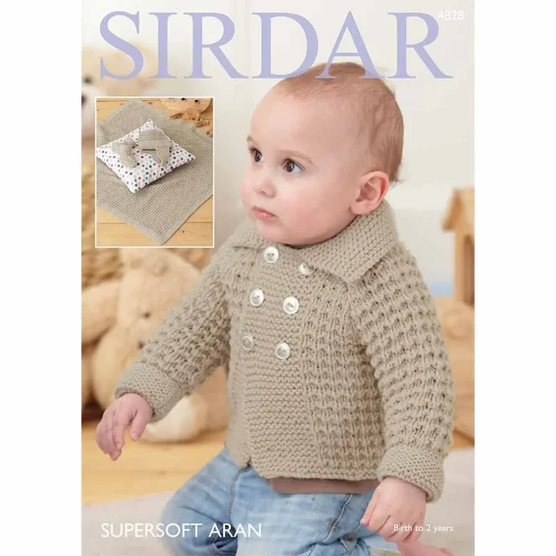 sirdar supersoft aran jacket blanket helmet bootees digital pattern