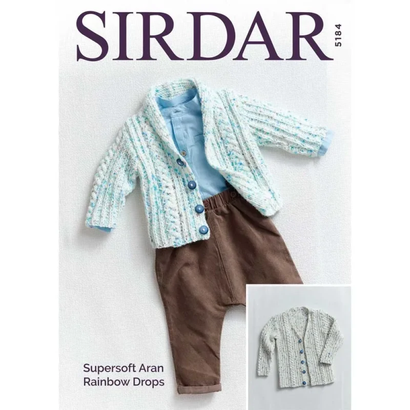 sirdar supersoft aran rainbow drops cardigans digital pattern