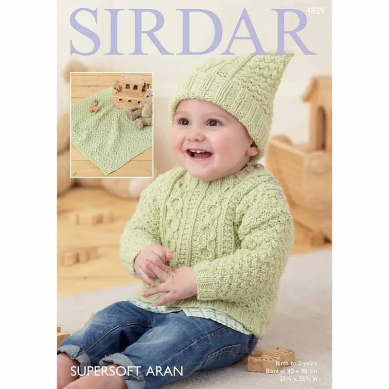 sirdar supersoft aran sweater hat blanket digital pattern