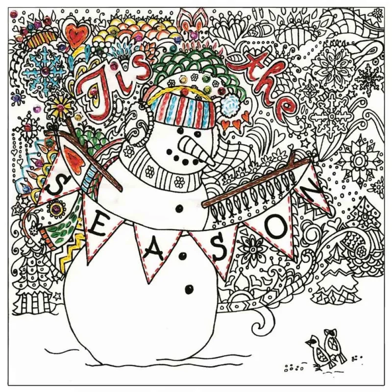 snowman zenbroidery fabric print