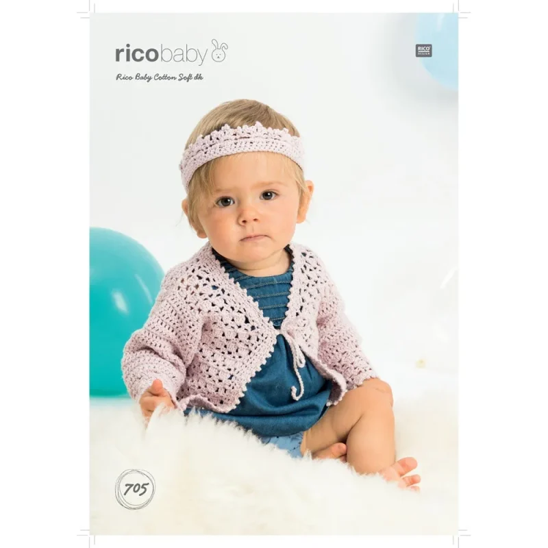 soft baby cotton cardigan headband rico dk digital