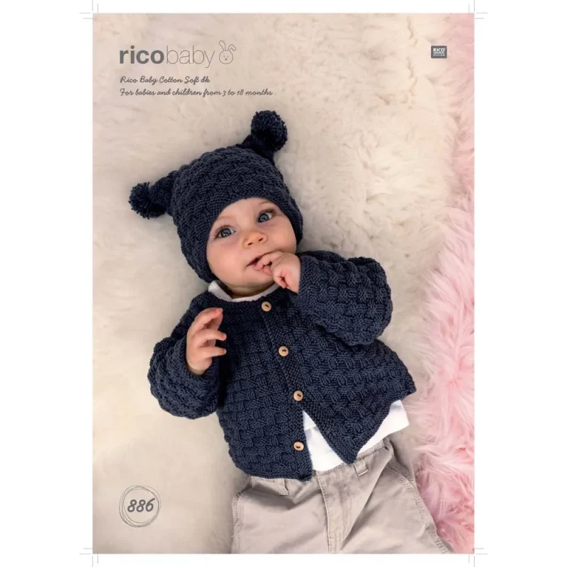 soft baby cotton jacket hat set rico dk digital