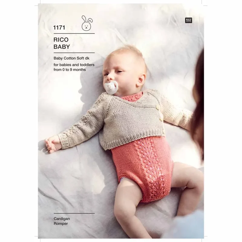 soft dk baby cotton cardigan romper digital pattern 1171