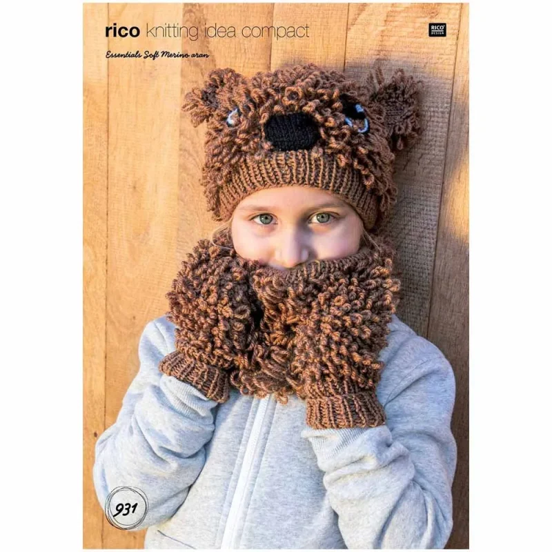 soft merino aran animal hat loop mittens digital pattern