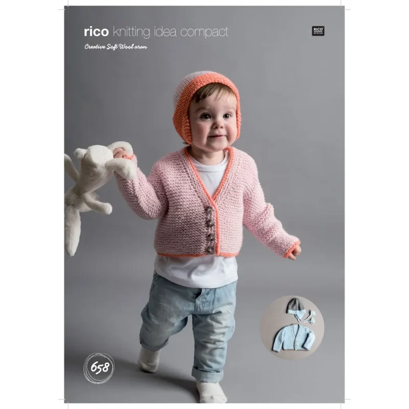 soft wool aran cardigan hat set rico creative digital