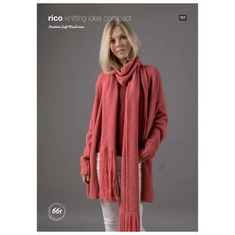 soft wool aran cardigan scarf set rico creative digital