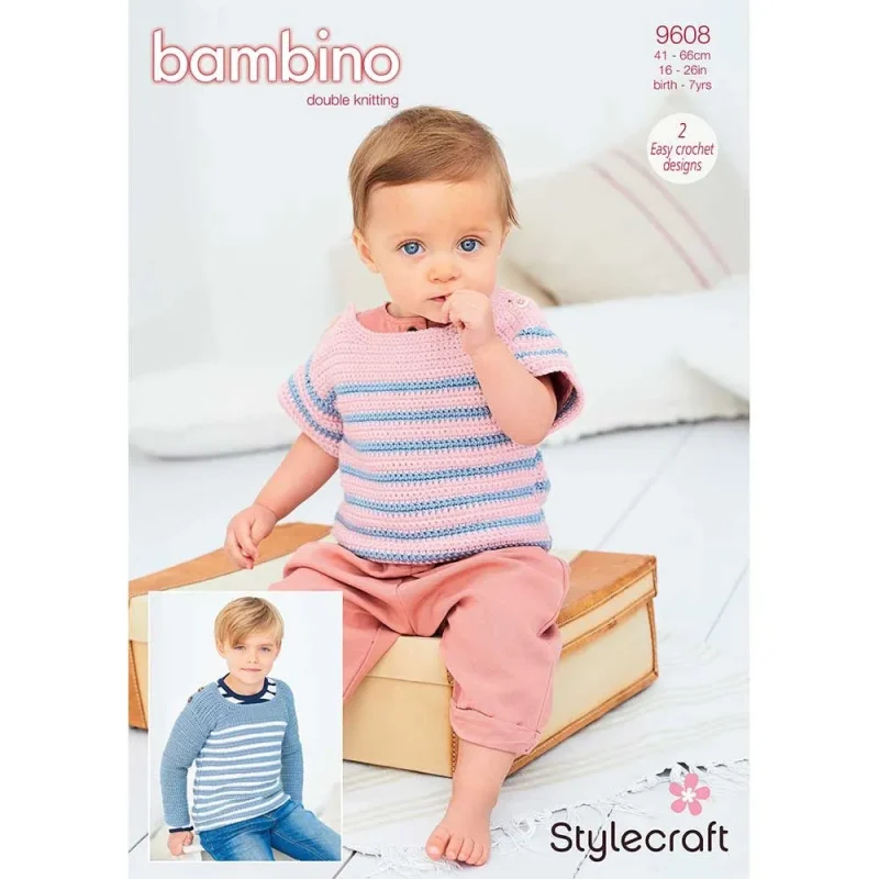 striped crochet top sweater digital bambino dk pattern