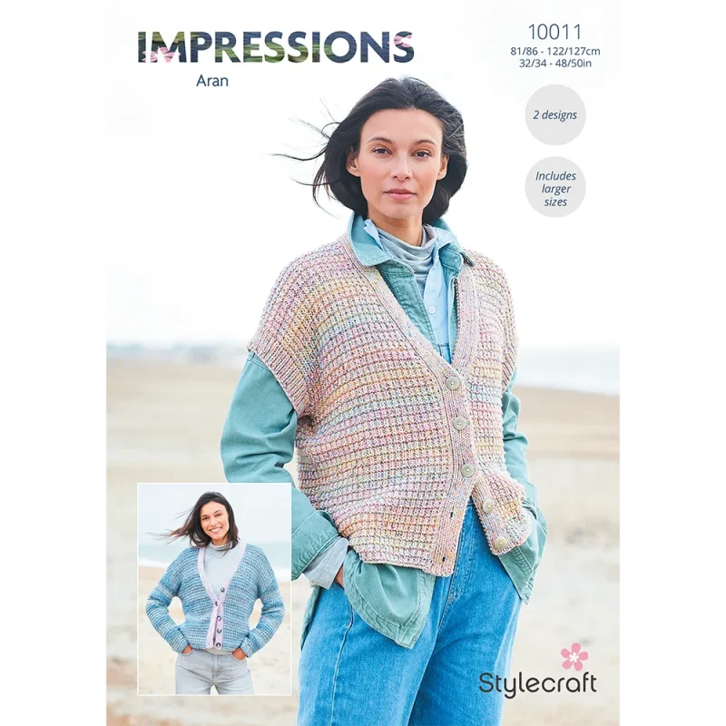 stylecraft aran cardigan waistcoat pattern digital 10011