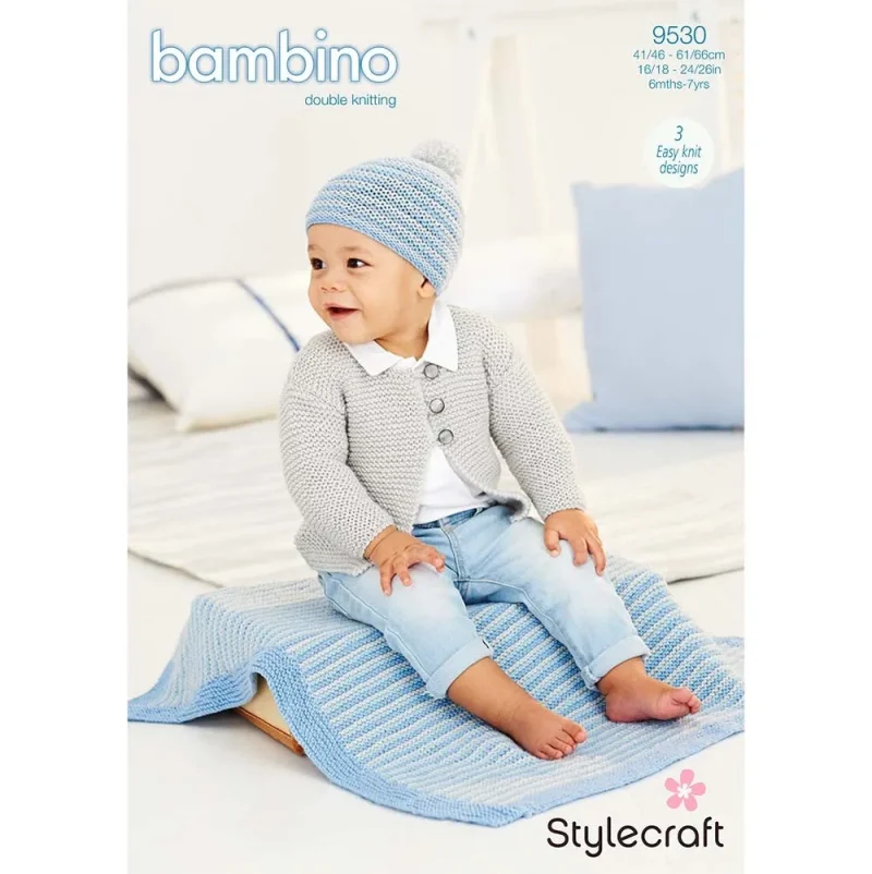 stylecraft bambino dk cardigan blanket hat set