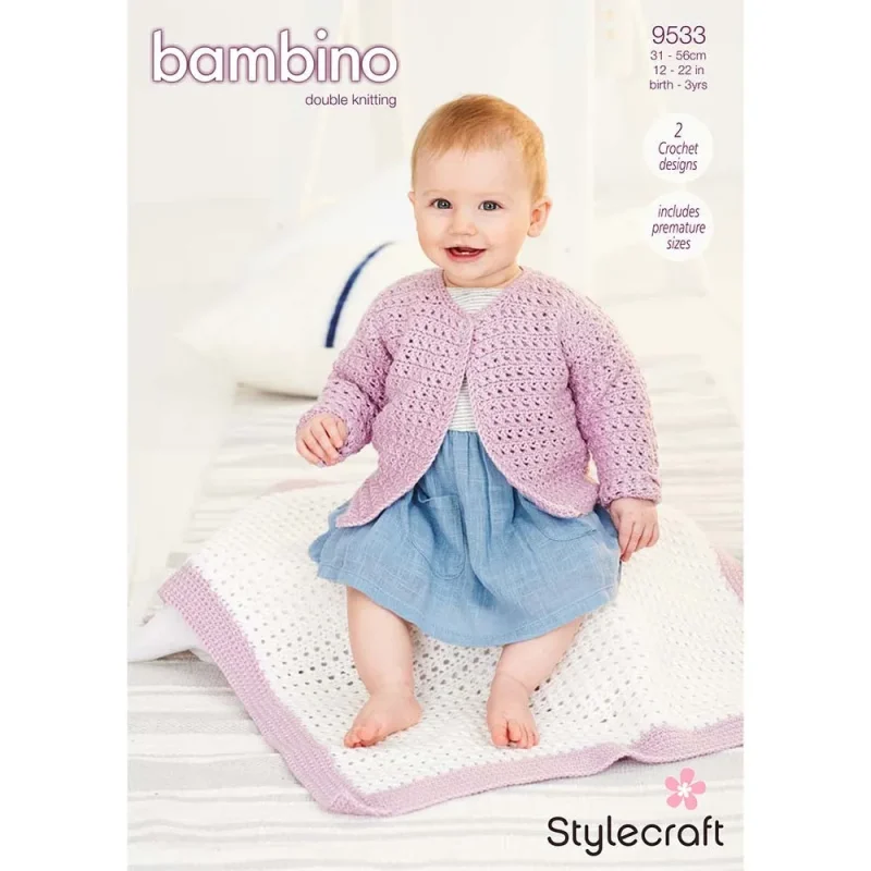 stylecraft bambino dk cardigan blanket pattern digital