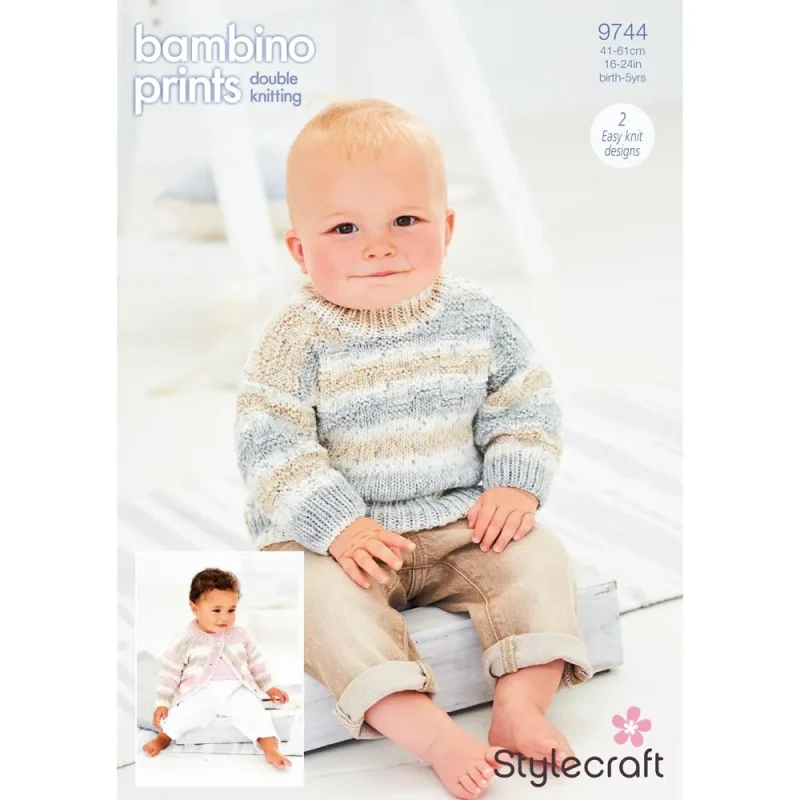 stylecraft bambino prints dk digital jumper cardigan set