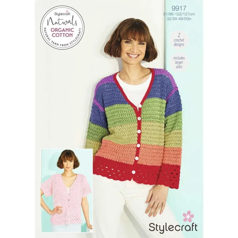 stylecraft bamboo cotton dk crochet cardigans digital pattern 9917