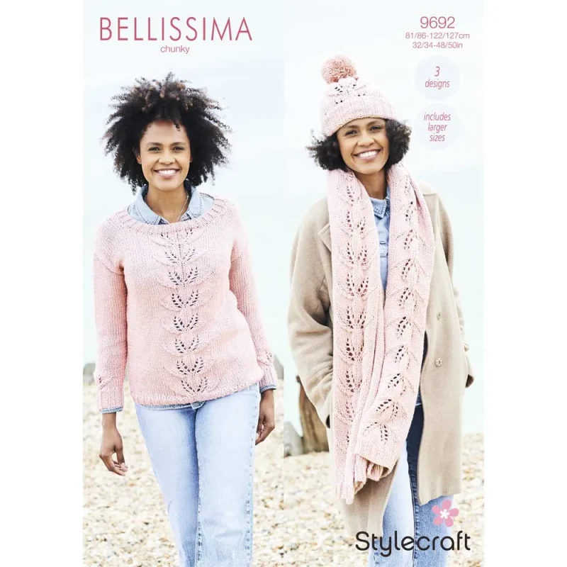 stylecraft bellissima chunky sweater hat scarf set digital pattern