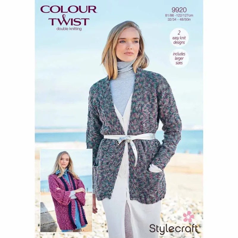 stylecraft colour twist dk digital knitting pattern 9920 jackets