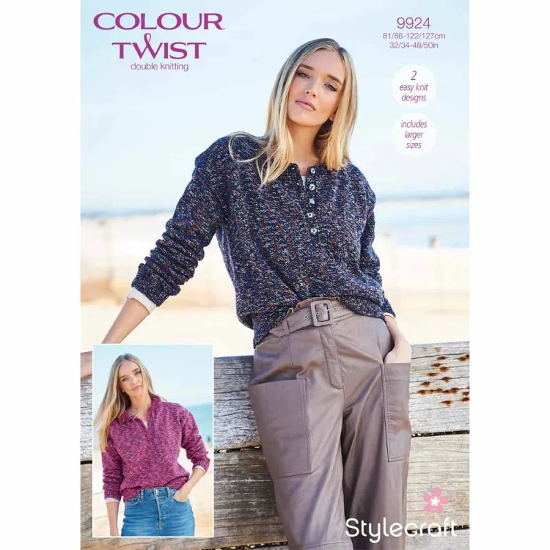 stylecraft colour twist dk sweaters digital pattern 9924