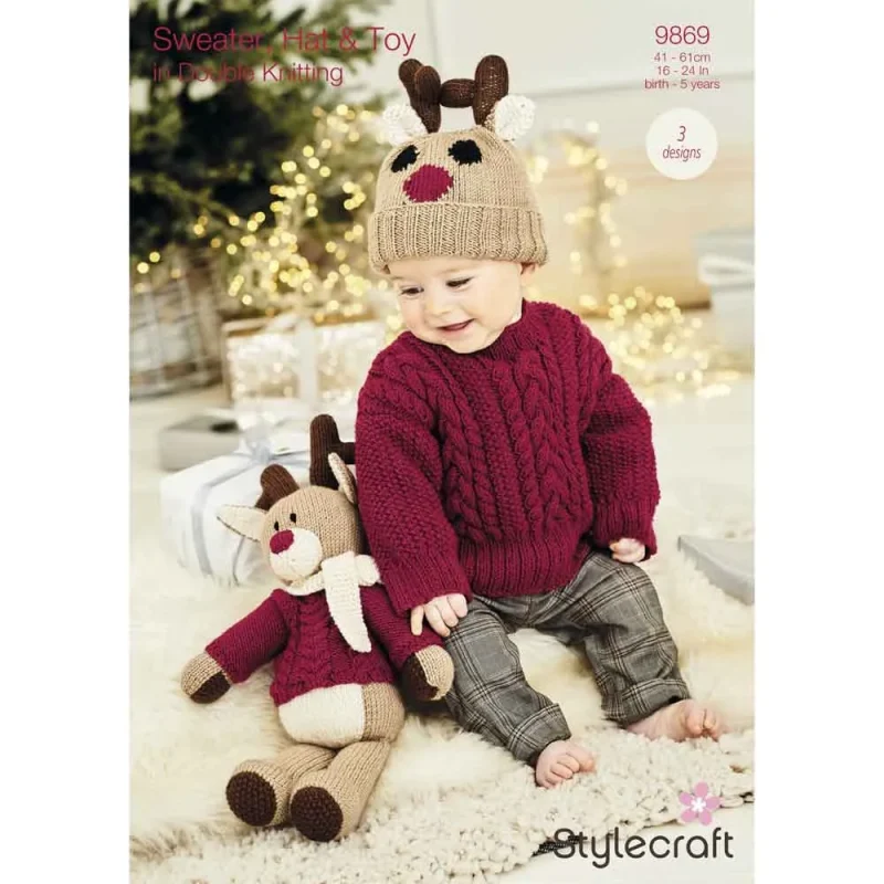 stylecraft dk digital pattern sweater hat toy set 9869