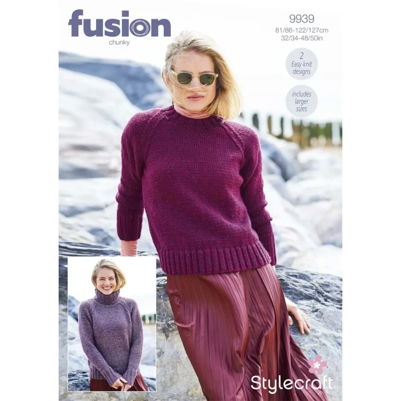 stylecraft fusion chunky sweaters digital pattern 9939