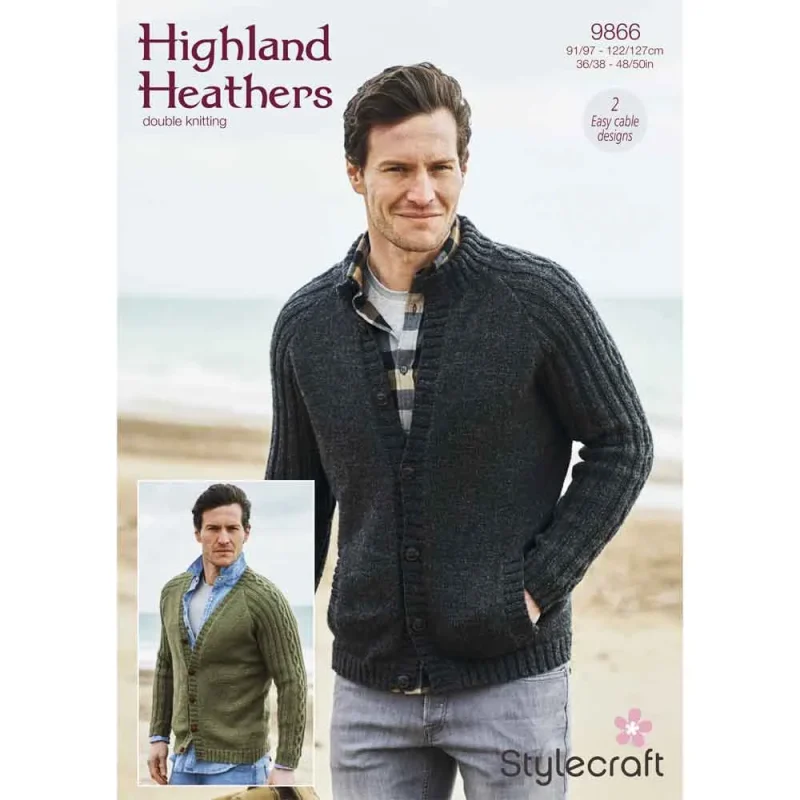 stylecraft highland heathers dk cardigan set pockets no pockets digital pattern 9866