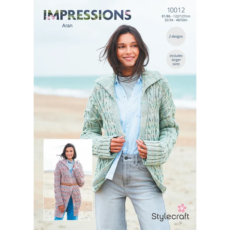 stylecraft impressions aran jackets digital pattern 10012